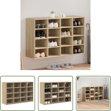 vidaXL Meuble de couloir -  Cabinet à chaussures avec étagère Chêne Sonoma 103 x 30 x 67 cm (1/5)