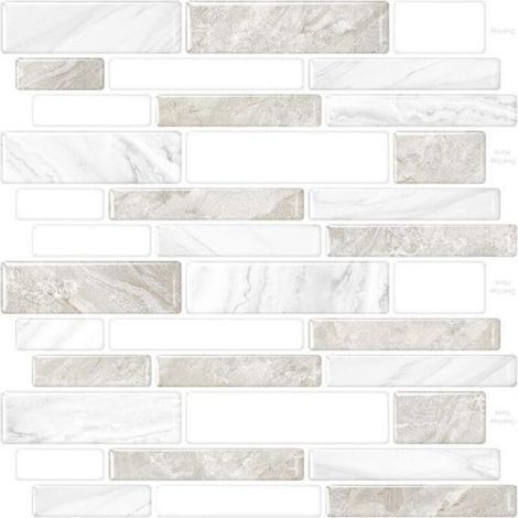 Lot de 10 autocollants muraux 3D, autocollants muraux imitation carrelage, crédences autocollantes, adaptés aux cuisines bains, 30x30cm (1/5)