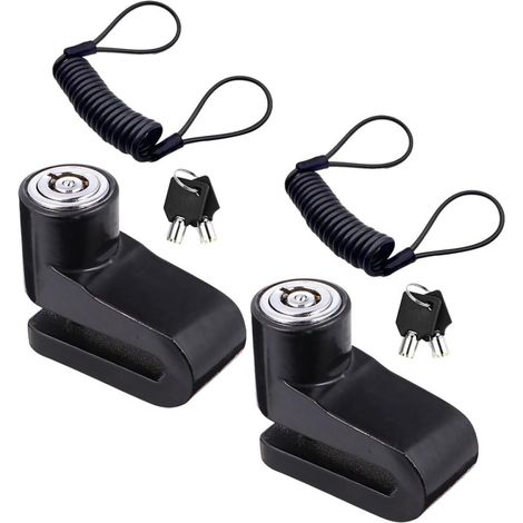 Lot de 2 Antivols à Disque pour Frein Vélo et Moto Antivol pour Trottinette Électrique Câble de Rappel Noir Alliage Haute Résistance Compact et Portable Sécurité Renforcée (1/5)