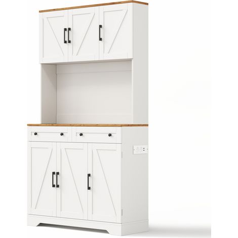 Hoher Küchenschrank mit RGB-LED und integrierten Steckdosen, 100 x 40 x 180 cm, MDF, weiß (1/5)