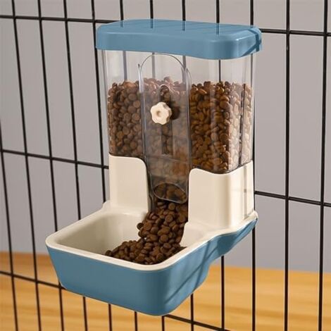 Distributeur Automatique de Nourriture pour Animaux 800ml Distributeur de Nourriture sans Alimentation Réglable pour Cage Clapier Clôture pour Petits Animaux Lapin Cobaye Chinchilla Oiseau (Bleu) (1/5)