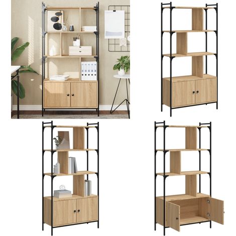 Bücherregal mit Tür Sonoma-Eiche 76,5x30x154,5 cm Holzwerkstoff - Buche Regal - Bücherständer - Holzregal - Wohnraum Dekoration - Schlafzimmer Organisation - Home & Living