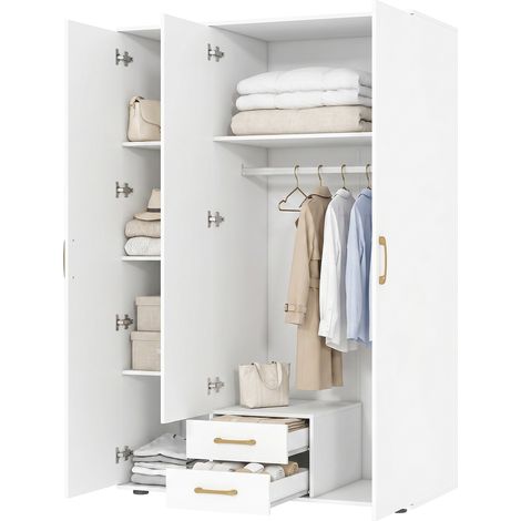 HOMCOM Armadio con Specchio e 2 Cassetti, Bianco