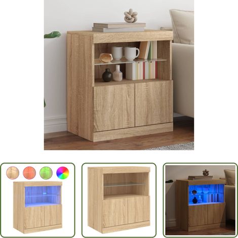 Sideboard - Sideboard mit LED-Leuchten Sonoma-Eiche 60x37x67 cm (1/5)