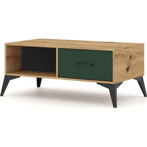 Table basse LUGO coloris chêne vert 114,10x64x38,4 cm (1/5)