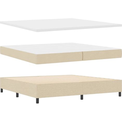 Cama tipo Box Spring con colchón Crema 200 x 200 cm tela vidaXL (1/5)
