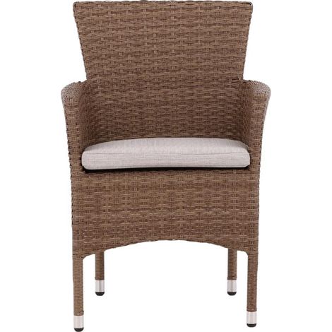 Malina chaise de jardin avec coussin empilable naturel. (1/4)