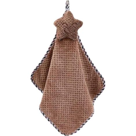 Bathroom Towel 28x42cm with Ring (Coffee) (1/5)