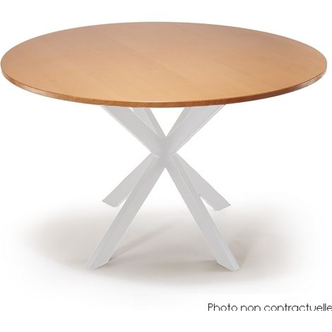 Mottez – Pied de table central blanc mat – Tube acier rectangulaire 60x30mm – Dimensions 79x79xHT71cm – Patins de réglage au sol