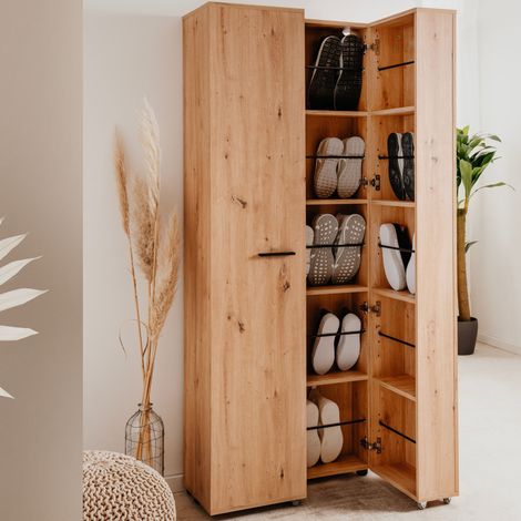 Meuble à chaussures 2 portes 35 paires bois naturel (1/5)