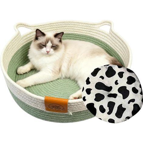 Panier pour Chat Lavable Nid Lavable avec Tapis Lit Panier Rond pour Petit (1/5)