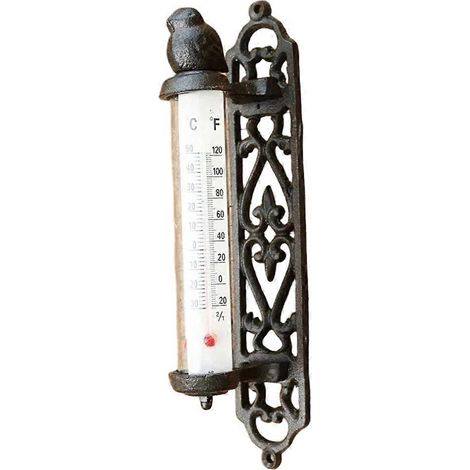Wandthermometer im europäischen Stil, Retro-Design, Metall, Tiermotiv, Dekoration für Haus und Garten, Vogel (1/5)