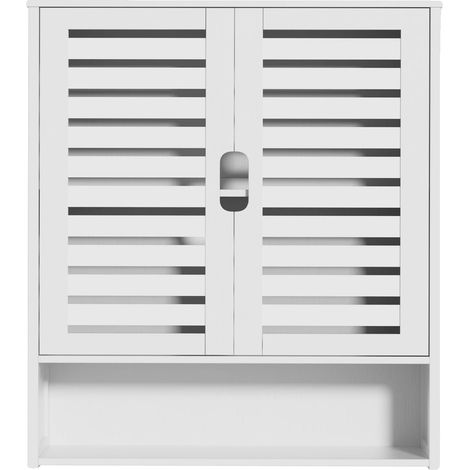 Armoire de salle de bain murale, bambou naturel, rangement multifonctionnel (1/2)