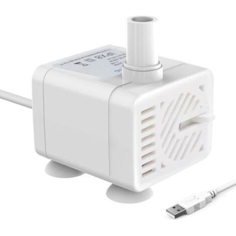 Bardusch-Minibomba sumergible USB (5 V CC, 1-3 W, 200 L/h), ajustable y ultrasilenciosa, ideal para mascotas, acuarios, estanques e hidroponía. Color blanco. (1/5)