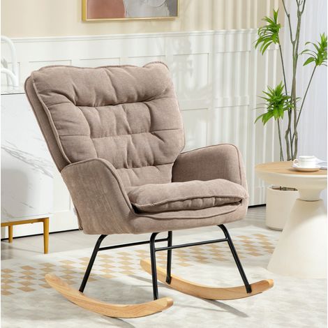 MEUBLIV poltrona a dondolo 71x98,5x97 cm marrone con braccioli, senza materasso (1/5)