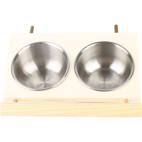 Gamelle double en acier inoxydable pour perroquet, accessoire pour cage, avec support. (1/5)