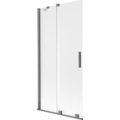 Mexen Velar Badewannenabtrennung 2-flügelig verschiebbar 90 x 150 cm, matt, Gun Metal - 896-090-000-31-95 (1/2)