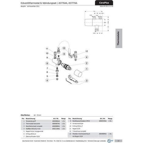 Ideal Standard A860887NU Cartouche thermostatique Micro Therm.