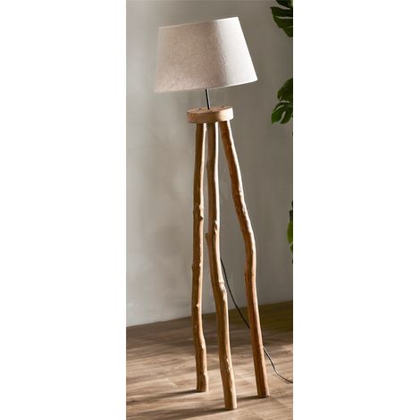 Miletus Dreibein-Stehleuchte, Naturholz, Pant. Beige, 158 cm, 40D x 158 cm