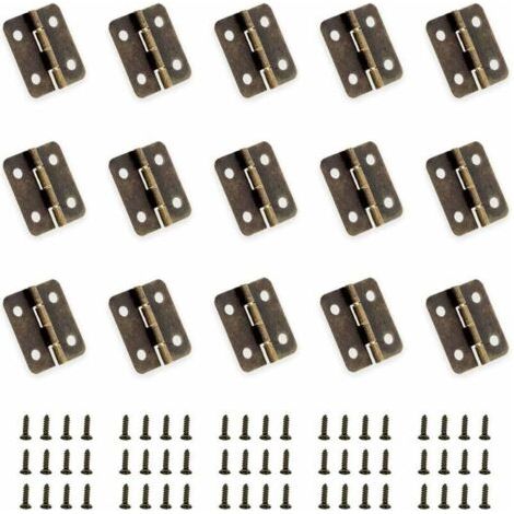 BUNTHAUS YUEQIN 50 Pièces Bronze Antique Mini Charnières Se Pliant Charnière Connecteurs DIY Petit Charnières avec 200 Ongles de Rechange pour boîte en bois Boîte à bijoux Cabinet DIY Accessoires(18 x (1/5)