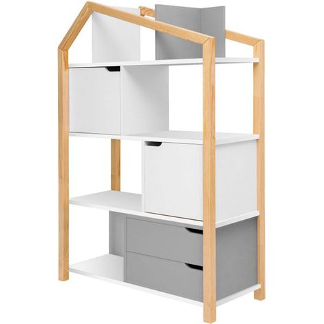 Bücherregal , Grau und weiß, 130cm (1/5)