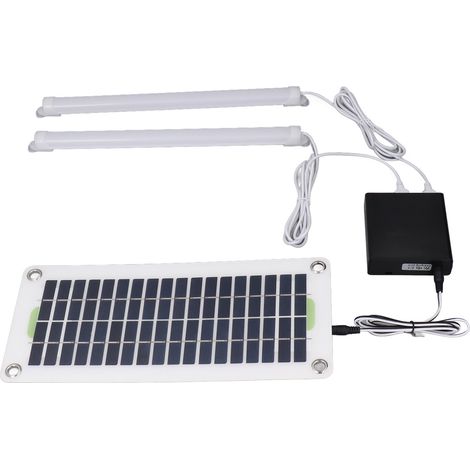 Tube lumineux solaire 30W 12V/5V avec double port USB, panneau solaire LED, lampe de camping avec boîtier de batterie étanche pour la randonnée (1/5)
