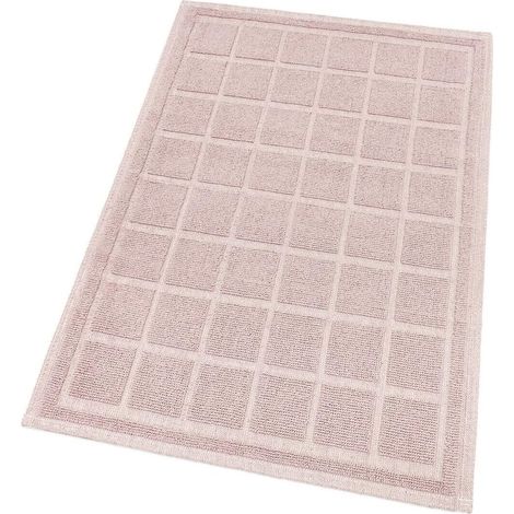 Tappeto Cotone Bagno Cucina Camera Letto Trama 3D Morbido Pastello Lavabile 100% Made In Italy Rosa - 50x80 cm