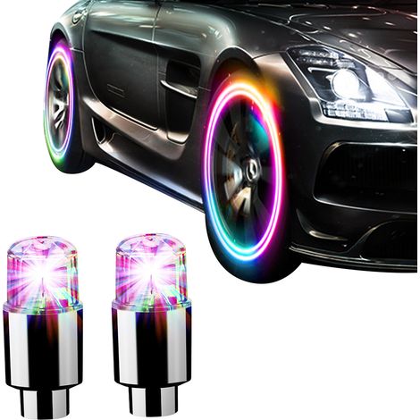 2 pièces lumières de roue voiture vélo pneu pneu Valve poussière lumière rayon Flash pour camion SUV motos (1/5)