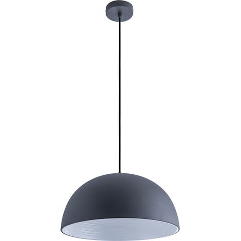 Paco Home Pendelleuchte Hängelampe Esszimmer Küchenlampe Hängend 1,5m Textilkabel Ã40,5cm  ohne Leuchtmittel,  Anthrazit-Weiß
