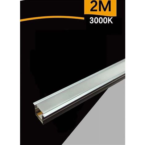 TrAdE Shop Traesio - Profilo In Alluminio 2mt Completo Di Strip Led + Cover 12v 7w/mt Al-12v-2025-120 - -Bianco Caldo      -