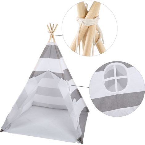 Eosnow Kids Tipee Kinderspiele Spielhauszelt tragbares Spielhaus 120120145 cm (grau weiß)