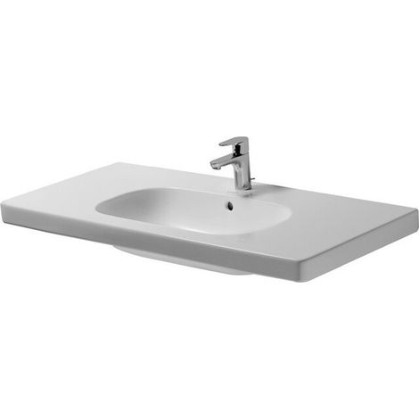 Lavabo meuble Duravit D-CODEavec trop plein plage de robinettrie 1050x480mm blanc 1 trou de robinetterie