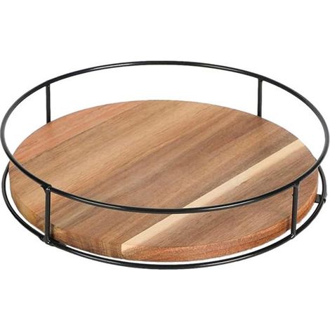 Plateau tournant en bois, plateau tournant pour organisateur de cuisine, plateau tournant à 360 degrés pour comptoir ou table à (1/5)