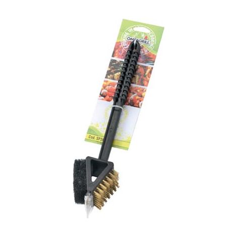 SPAZZOLA BARBECUE SP360 OMPAGRILL - SPUGNA ABRASIVA + SPAZZOLA OTTONE CM 36- 3 pezzi