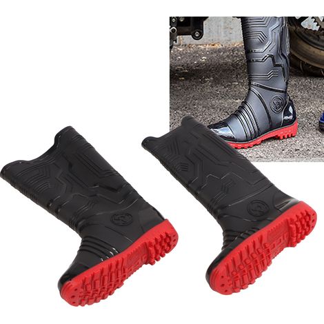Bottes de Pluie pour Hommes - Bottes Imperméables Hautes Anti-Dérapantes avec Doublure Polaire pour Travail et Loisirs Outdoor - Noir avec Semelle Rouge - ABS - Taille 41 (1/5)