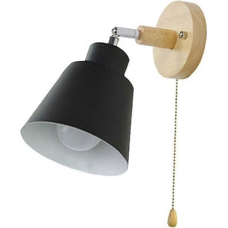 Macaron-Nachttischlampe mit Reißverschlussschalter aus Holz, nordische Esszimmer- und Wohnzimmerdekoration, Hintergrundwandlampe (schwarz) (1 Stück) (1/5)