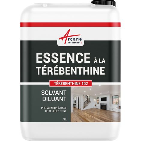 Arcane Industries – Essence à la térébenthine pour bois et cuir – 1 L – Détachant efficace pour cuir et bois dur – Nettoyage et protection des surfaces