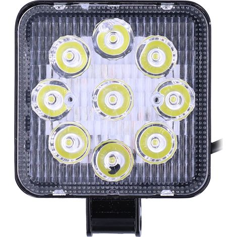 Lampe de travail auto 9 LED projecteur 27W carré IP67 alliage d'aluminium PC pour voiture moto tout-terrain universel (1/5)