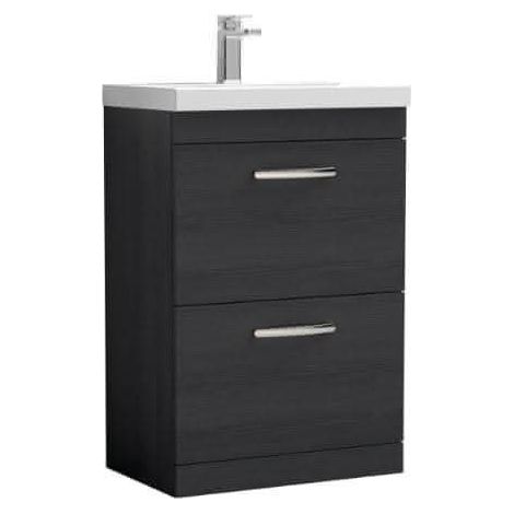 Nuie Athena Floor Standing 2-Drawer Vanity Unit with Basin-3 600mm Wide - Charcoal Black (1/5)