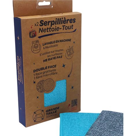 2 Wischtücher CLEVER SPONGES - VENTEO - Doppelseitig Anti-Kratzer - Staub- und Schmutzentfernung, Reinigung und Glanz auf allen Oberflächen - Saugfähige Mikrofaser - 50x60cm