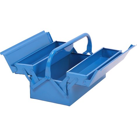 Coffre à outils métallique pliant 3 plateaux 2 niveaux, organisateur cantilever pour garage, boîte de rangement robuste à étagères (1/5)