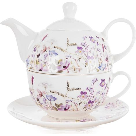 Porcelain Tea for One Set, 3 Pcs, Floral Design (1/5)