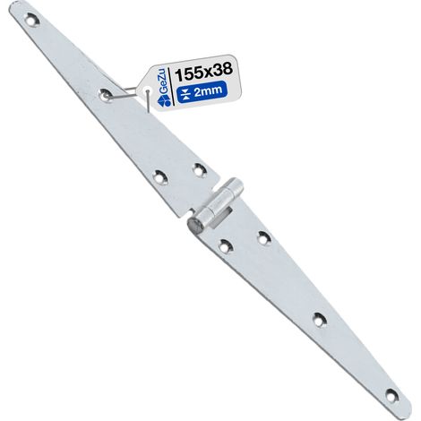 Charnière de portail galvanoplastie 155 mm – penture droite robuste acier électro-plaqué fixation lourde portail/porte gond sur platine – GeZu Impex