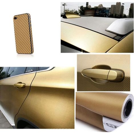 3d autocollant de voiture film de voiture de vinyle de fibre de carbone sticker d'or (1/4)