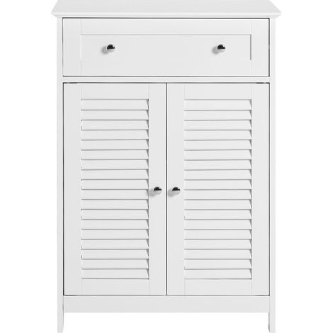 SoBuy FRG238-W Badkommode mit Einer Schublade und Türen, Kommode Badschrank Sideboard Flurschrank, weiß BHT ca: 60x87x35cm (1/5)
