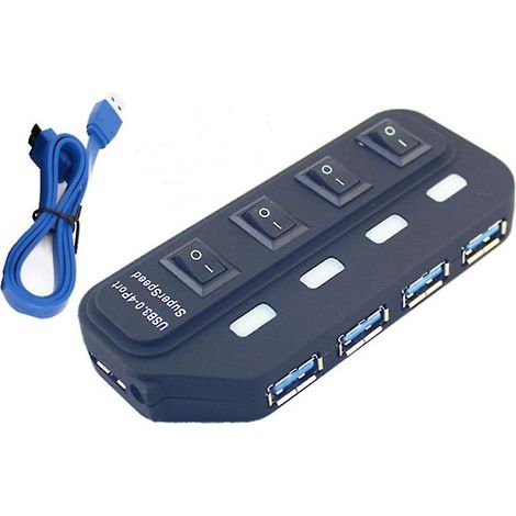 Hub de données USB 3.0 haute vitesse avec interrupteur marche/arrêt individuel