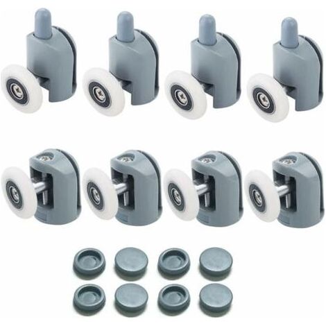 Roulette Porte Coulissante Douche 8 Pièces Roulettes pour Porte de Douche 23mm Galets de Porte de Douche Roulettes Cabine de Douche pour Salle de Bain, 4 Supérieures et 4 Inférieures (1/5)