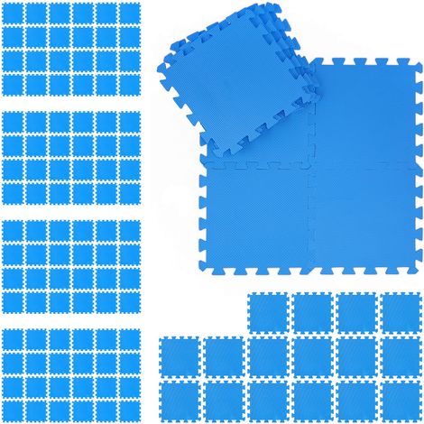 Relaxdays Floor Mat, 120 Protective Tiles, Sports & Fitness Equipment, Bordered, EVA, Surface 10.8m², WxD 30x30 cm, Blue