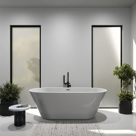 Baignoire autoportante en acrylique 150cm Blanc brillant Mod. Ginevra