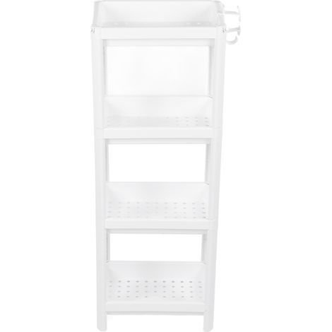 Étagère de tour de salle de bain en plastique, support de rangement autoportant, organisateur, étagère multifonctionnelle pour salon, chambre à coucher, cuisine, blanc, 4 couches (1/5)